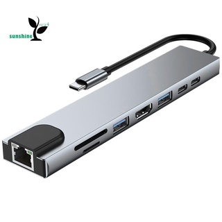 Type-C 8-In-1 Expansion USB 3.0 HDMI-Compatible Expansion Dock Lightweight and Portable Dock Pd and Other Interfaces