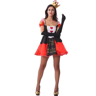 Listo Stock Europeo Americano Melocotón Corazón Reina Disfraz De Halloween Traje De Juego Uniforme Costo