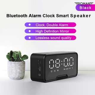 [RO] Q6 Bluetooth 5.0 inalámbrico recargable estéreo altavoz Radio reloj despertador espejo