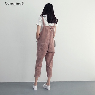 Gongjing5 mujeres Casual mameluco mono de pana mono suelto sólido correa bolsillos mi (4)