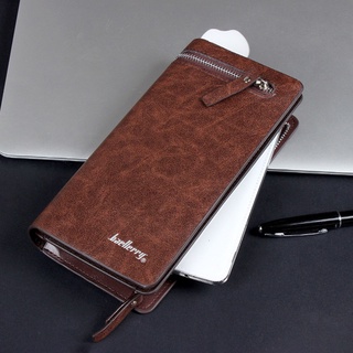 Baellerry Men Long Leather Wallet Business Double Zipper Phone Purse Large Capacity Banknote Clutch Cards Holder Purse (1)