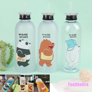 Fuelthefire 1000ml oso patrón botella de plástico transparente de dibujos animados botellas de agua esmerilado