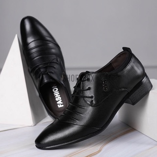 Zapatos formales de negocios clásicos de Color puro con cordones para hombre