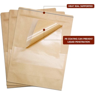 Bolsas de cocina reutilizables Zip Lock/bolsas de cocina/soporte de papel Kraft/bolsa de papel Kraft mate Transparent (4)