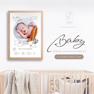 Simple & Classy Biodata bebé anuncio de nacimiento bebé regalos bebé recién nacido decoración de pared