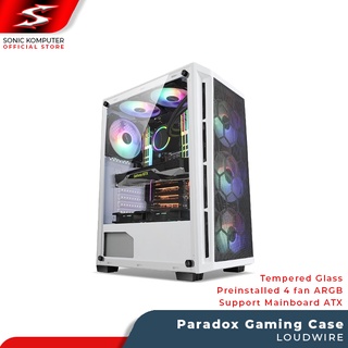Paradox Gaming Case LOUDWIRE blanco PC ordenador caso de vidrio templado