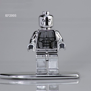 Lego Building Blocks Minifigures Superhero Series Chromed Silver Surfer Brick Mini Figures Model Toys for Kids Gift
