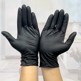 Guantes negros desechables de látex sin polvo examen guante tamaño pequeño mediano grande X-grande nitrilo vinilo cubierta de mano S XL
