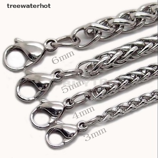 [treewaterhot] collar trenzado mx de acero inoxidable de plata 3/4/5/6 mm para hombre