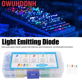 Owuhddnh 500 pzs bombilla LED de diodos emisores de luz redondas Kits caja de 5 colores 3mm F3 (8)