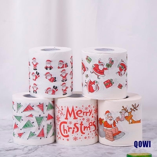 (QOWI)Christmas Table Napkin Home Santa Claus Bath Toilet Roll Paper Xmas Decor Tissue