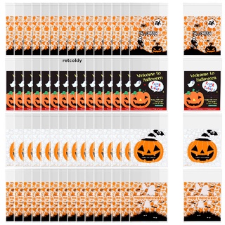 [retc] 400 bolsas de caramelo de halloween autoadhesivas transparentes para galletas bolsa feliz halloween m2