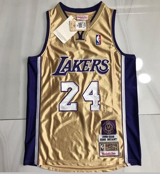 NBA #24 Kobe Bryant Los Angeles Lakers Mitchell & Ness 1996-2016 Hardwood Classics 2020 Hall of Fame camiseta conmemorativa edición - oro