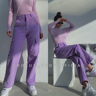 (Crocus) Lilac Lylac trueno pantalones de carga pantalones holgados americano taladro pantalones mujeres Jumbo X5O9 últimos pantalones de las mujeres 2021 último estilo coreano pantalones de las mujeres (1)