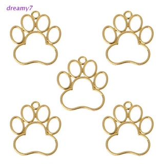 dreamy7 5Pcs Pet Dog Footprint Blank Frame Pendant Open Bezel Setting UV Resin Jewelry