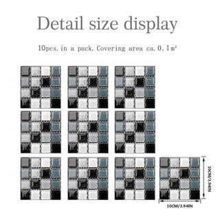 10pc 3D Crystal Tile Stickers DIY Waterproof Self-Adhesive Wall Stickers (4)