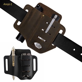 Anqo1 Multifunction EDC Leather Sheath Waist Holster Belt Loop Organizer Pouch Storage Pocket Bag for Flashlight Pliers