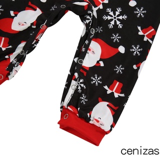 cz-matching family navidad pijamas, casual manga larga santa impresión tops + (8)