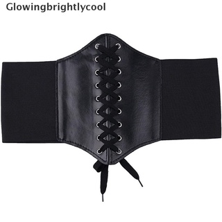 [gbc] corsé cinturones anchos de cuero pu adelgazante cinturones de cuerpo para las mujeres elásticos cinturones de cintura [glowingbrightlycool]