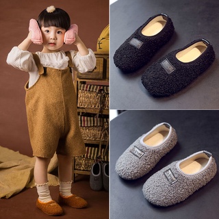 2020otoño e invierno nuevos zapatos de los niños zapatos de bebé de fondo suave zapatos de felpa slip-on niños y niñas casual zapatos de estilo coreano guisantes zapatos