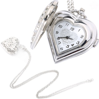 Reloj hueco de cuarzo en forma de corazón con colgante de bolsillo para mujer (1)