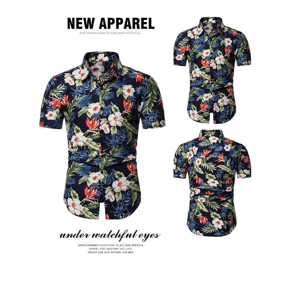verano casual hawaii floral blusa de manga corta estilo playa de negocios hombres camisa