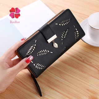 REDKEE Women Wallet Hollow Leaf Long Leather Zipper Clutch Coin Purse Card Holder (6)