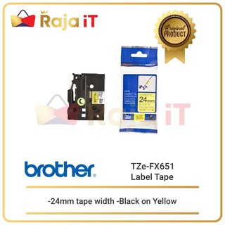 Brother Label TZE FX651 Flexible 24 mm negro sobre amarillo