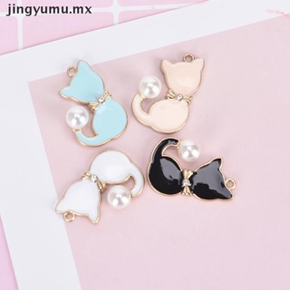 【well】 10Pcs/Set Enamel Pearl Tail Cat Charms Pendants DIY Crafts Jewelry Findings Gift MX (8)