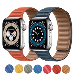2021 Nuevo color Original De Cuero Eslabones Pulsera Compatible Con Apple Watch band Serie 7 6 SE 41 Mm 45 44 40 38 42 Correa De Reloj Magnética Bucle I 7 6 5 4