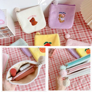 LUCIANA portátil Mini bolsa de cosméticos de viaje lindo monedero sanitario servilleta bolsa de joyería organizador de dibujos animados bordado coreano Kawaii Ins estilo mujeres chica lápiz labial bolsa (5)