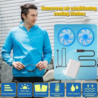Men Women Sun Protective Coat with 2 Fans Waterproof UV Protection Fast Dry Coat (1)