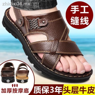 [Primera capa de piel de vaca] sandalias de cuero verano 2021 zapatos de playa casuales al aire libre para hombres sandalias y pantuflas para hombres al aire libre
