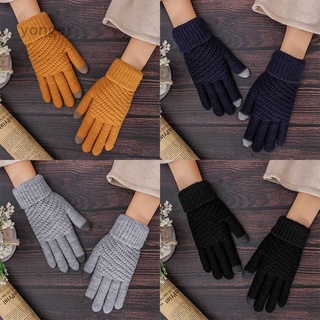 Guantes de invierno para mujer con pantalla táctil engrosada/guantes de cinco dedos de punto
