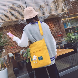 Bolsa de lona de las mujeres de mensajero bolso de hombro simple de piernas largas rana Harajuku gran capacidad bolso (6)
