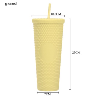 grandlarge 710ml taza de café de agua fría taza vaso con paja doble capa tazas de plástico