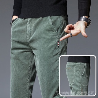 Invierno Cepillado Engrosado De Los Hombres Casual Pantalones Slim-Fit Pana De Mediana Edad Papá
