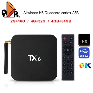 Caja de TV Android 9.0 Smart TV BOX TX6 Android TV BOX 4GB RAM 64GB Allwinner H6 Quad Core USD3.0 2.4G/5Ghz WiFi 4K TVBOX Tanix TX6