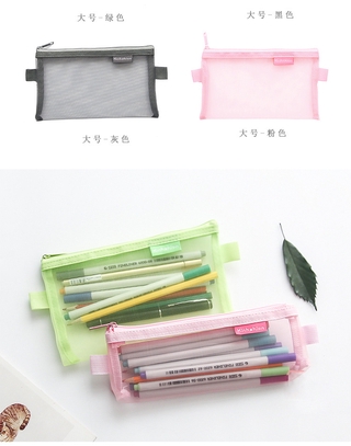 Bolso de malla para lápices, bolso de papelería, bolso transparente para archivos con cremallera (6)