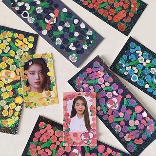 Colorido láser rosa flores decorativas pegatinas creativas DIY K-POP estrellas Photocard pegatinas decorativas diario lácteos libro de fotos álbum de decoración pegatinas