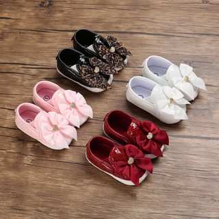 Zapatos De Cuero Bowknot Para Bebés/Niñas
