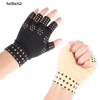 [Fellish2] Relief Arthritis Pressure Pain Heal Joints Magnetic Therapy Hand Massager Gloves Mf
