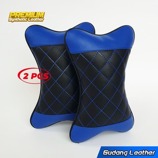 Almohada de cuero sintético premium con diseño de diamante, color azul