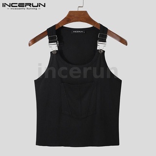 INCERUN Men Fashion Summer Suspenders Sleeveless Slim Fit Crop Tank Top (5)