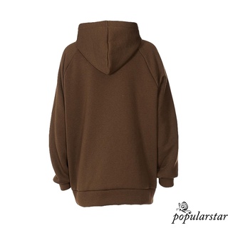 Popu-suéter con capucha Casual de manga larga con estampado de letras/sudadera suelta con cuello redondo para mujer (7)