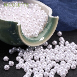 nicolette 50 cuentas de perlas suaves decoración de imitación perla suministros de artesanía blanco diy resina redonda agujero recto manualidades