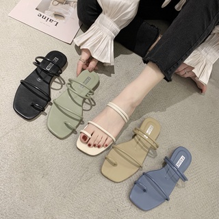 Avovi coreano moda sandalias planas para las mujeres dedo del pie abierto antideslizante sandalia confort delgado cinturón al aire libre playa Selipar