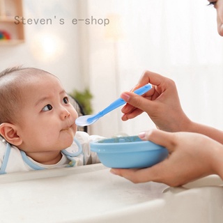 cuchara de silicona suave para bebés/cuchara de detección de temperatura de color caramelo/utensilios de alimentación para bebés