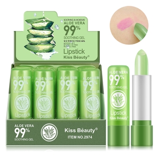 bálsamo labial hidratante impermeable aloe vera 99% natural hidratante lápiz labial color verde natural aloe vera maquillaje
