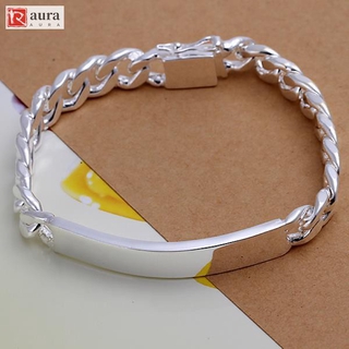 Nueva joyería de moda de plata de ley 925 10 mm de cadena lateral plana pulsera para Unisex hombre mujeres regalo